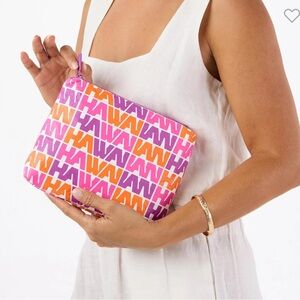 ALOHA Collection Vibrant Pink and Orange Cosmetic Bag